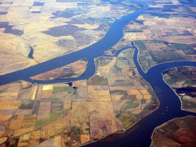 Aerial view of the Sacramento River Delta. Photo courtesy WorldIslandInfo.org / CC