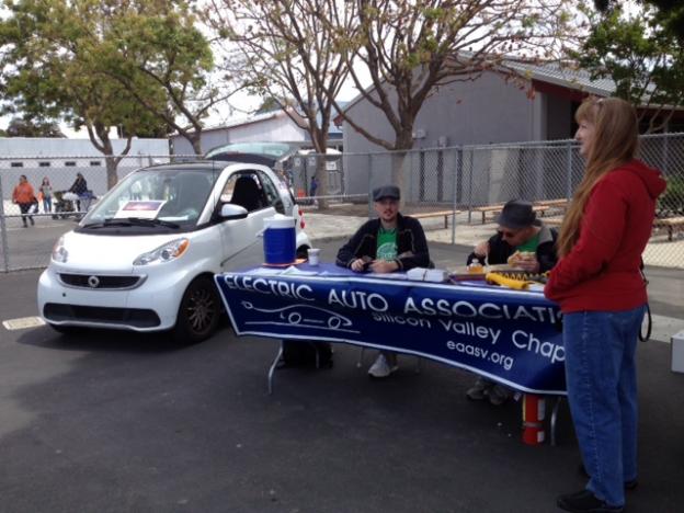 The Electric Auto Association of Silicon Valley, which holds the Guiness World Record for Largest Parade of Electric Vehicles, brought one car to the Earth Day Festival.