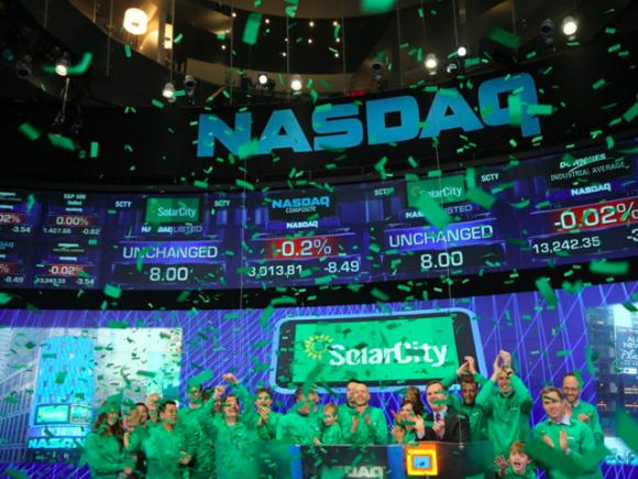 SolarCity, which went public in 2012, is the largest and fastest-growing solar company in the world. Photo courtesy NASDAQ.